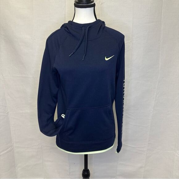 Nike Women’s Dri-FIT Hoodie Size XS Navy Blue “Just Do It” Pullover - Picture 2 of 12